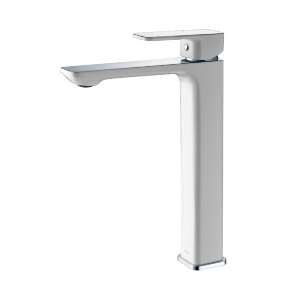 IKON SETO HIGH RISE BASIN MIXER 287MM WHITE AND CHROME