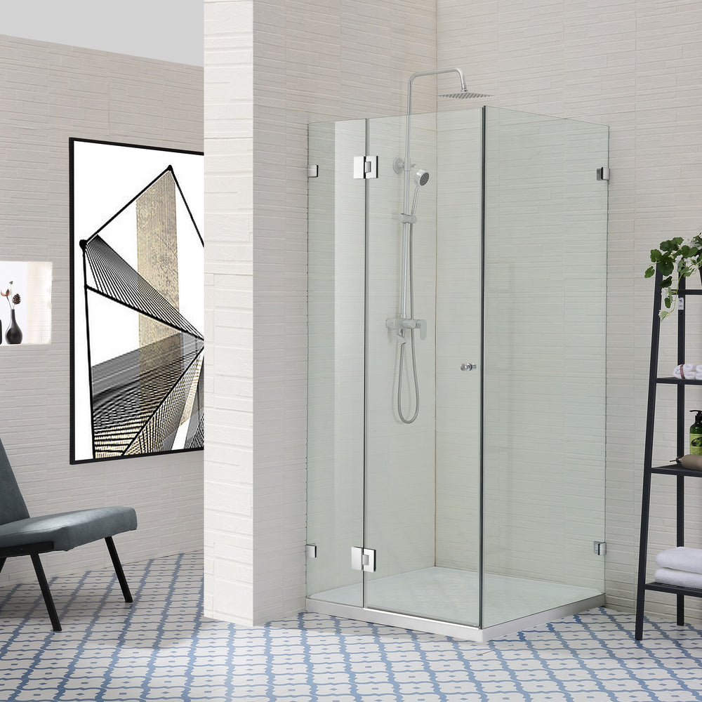 COVEY WALL TO WALL FRAMELESS PIVOTAL HINGE DOOR SHOWER SCREEN CHROME