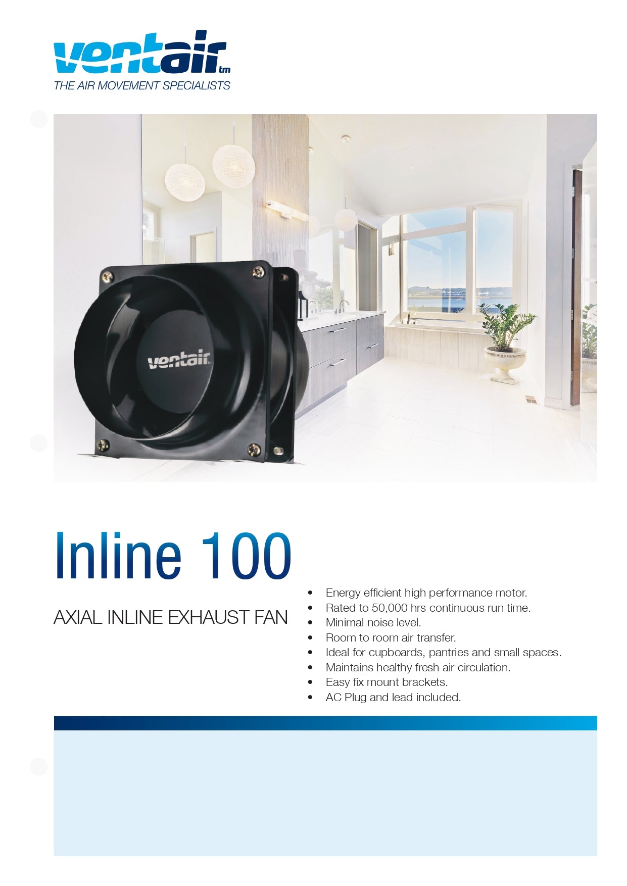 VENTAIR INLINE AXIAL EXHAUST FAN BLACK (AVAILABLE IN 100MM AND 150MM)