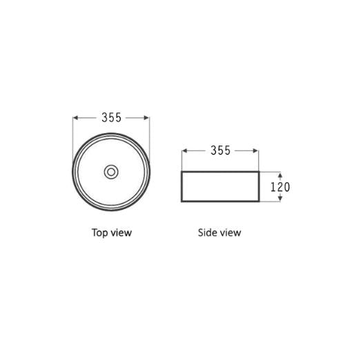 INSPIRE RADIUS RD BASIN 355MM X 355MM GLOSS WHITE