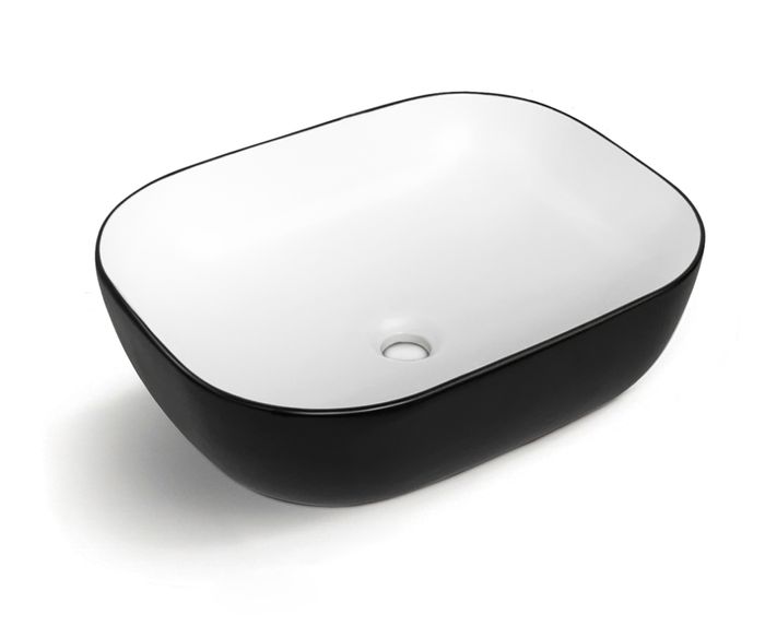INSPIRE ABOVE COUNTER BASIN MATTE BLACK AND WHITE 455MM