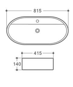 INSPIRE BASIN OVAL 1TH GLOSS WHITE 815MM