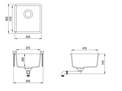 INSPIRE GRANITE KITCHEN SINK BLACK 420MM