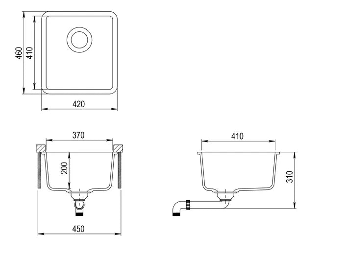 INSPIRE GRANITE KITCHEN SINK BLACK 420MM