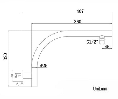 INSPIRE PAVIA GOOSENECK ARM 360MM BLACK