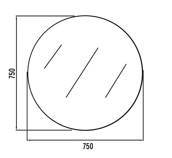 INSPIRE ROUND BEVEL MIRROR 750MM