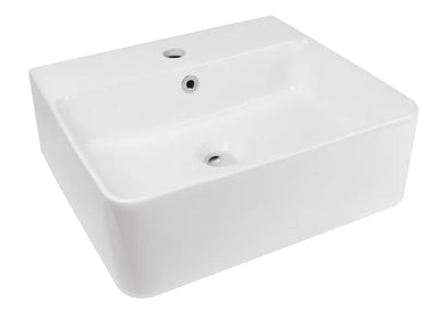 INSPIRE SQUARE WALL HUNG SLIM CERAMIC BASIN GLOSS WHITE 460MM