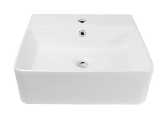 INSPIRE SQUARE WALL HUNG SLIM CERAMIC BASIN GLOSS WHITE 460MM