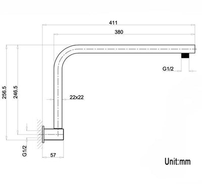 INSPIRE TARAN GOOSENECK ARM 380MM BLACK
