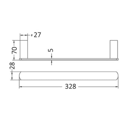 INSPIRE VETTO NON-HEATED TOWEL BAR MATTE BLACK 328MM