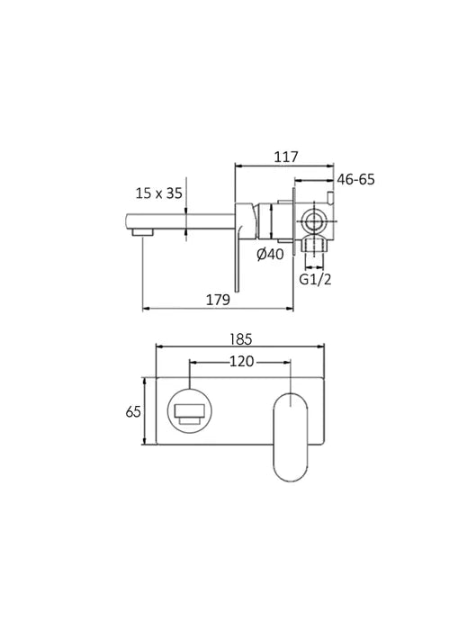 INSPIRE VETTO WALL BASIN MIXER 185MM MATTE BLACK