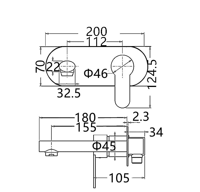 INSPIRE VOGH WALL BASIN MIXER CHROME