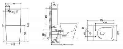 INSPIRE X-CUBE RIMLESS TOILET SUITE GLOSS WHITE