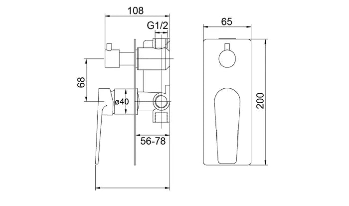 INSPIRE ZEVIO WALL DIVERTER SHOWER MIXER 200MM MATTE BLACK AND ROSE GOLD