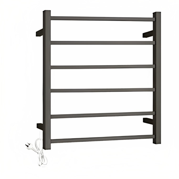 INSPIRE HEATED TOWEL RAIL 6 BAR SQUARE GUN METAL 680MM