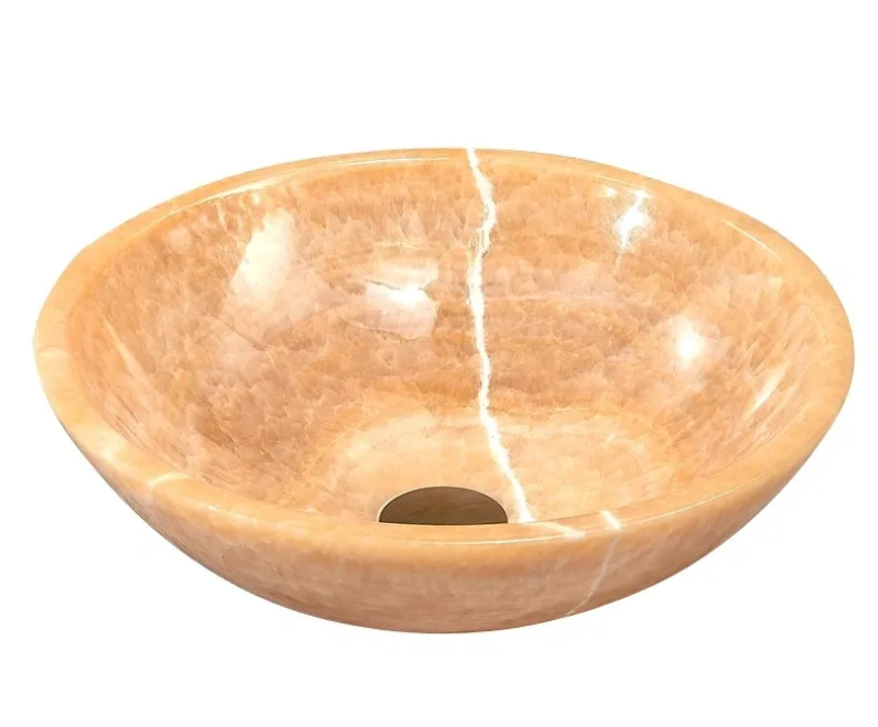 INFINITY ART BASIN NATURE STONE ROUND YELLOW ONYX 420MM