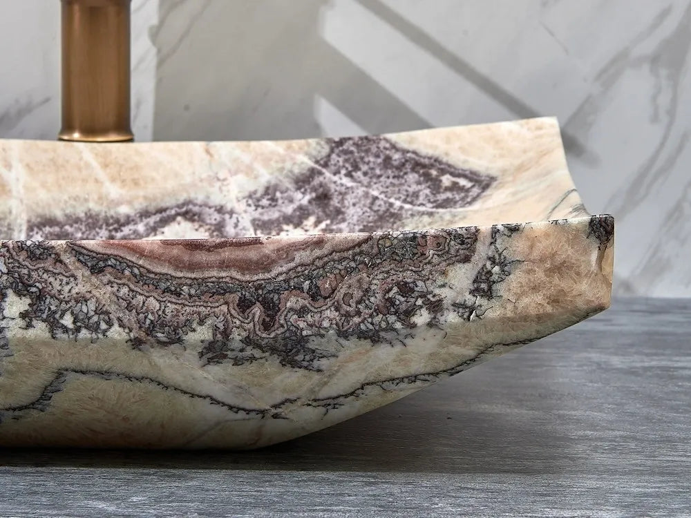 INFINITY ART BASIN NATURE STONE RECTANGULAR PURPLE ONYX 550MM