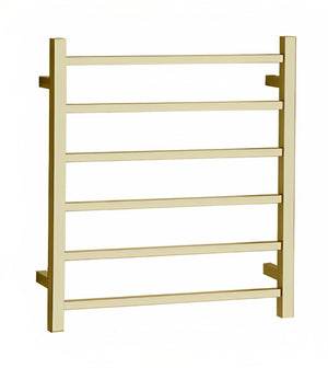INSPIRE HEATED TOWEL RAIL 6 BAR SQUARE BRUSHED GOLD 680MM