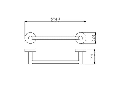 INSPIRE RONDO SINGLE NON-HEATED TOWEL BAR BLACK 250MM