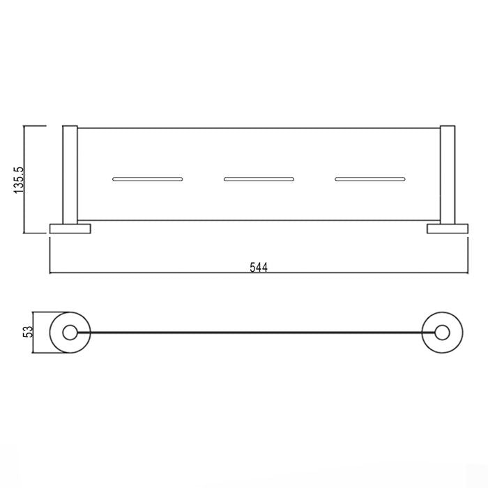 INSPIRE ROUND SHOWER SHELF BRUSHED NICKEL 544MM