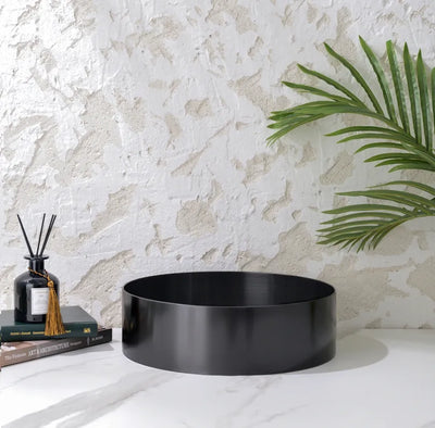 INFINITY HANDMADE BASIN STAINLESS STEEL ROUND GUN METAL 380MM