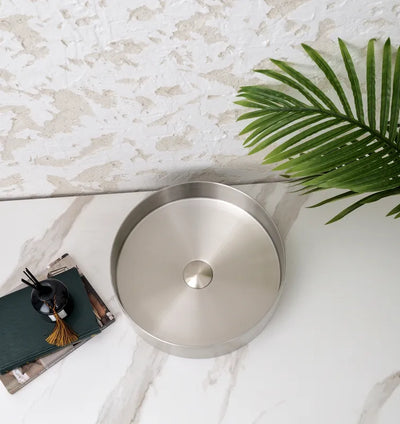 INFINITY HANDMADE BASIN STAINLESS STEEL ROUND BRUSHED NICKEL 380MM