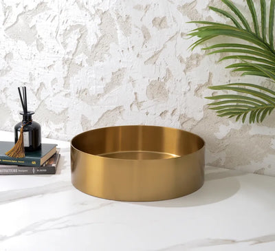 INFINITY HANDMADE BASIN STAINLESS STEEL ROUND BRUSHED GOLD 380MM