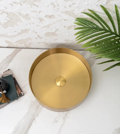 INFINITY HANDMADE BASIN STAINLESS STEEL ROUND BRUSHED GOLD 380MM