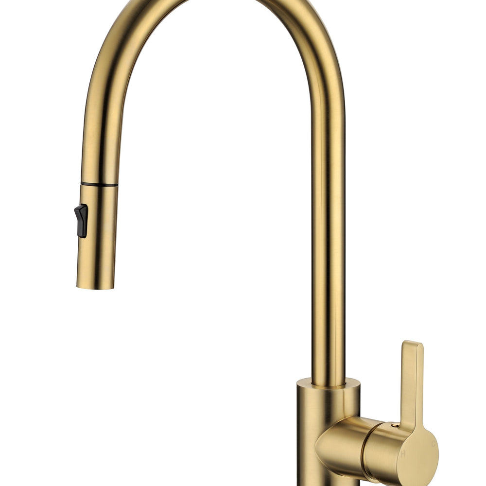 IKON OTUS LEAD FREE PULL-OUT SINK MIXER 405MM BRUSHED GOLD