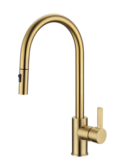 IKON OTUS LEAD FREE PULL-OUT SINK MIXER 405MM BRUSHED GOLD