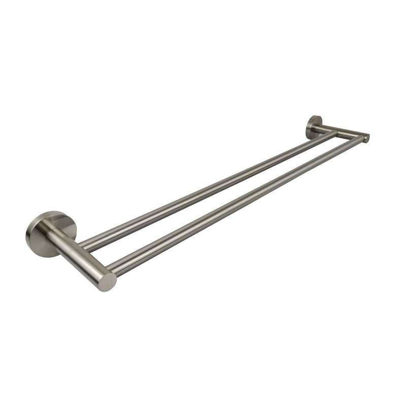 IKON OTUS DOUBLE NON-HEATED TOWEL RAIL BRUSHED NICKEL 600MM AND 750M