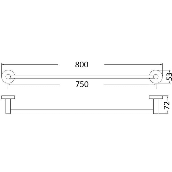 IKON OTUS SINGLE NON-HEATED TOWEL RAIL BRUSHED NICKEL 600MM AND 750MM