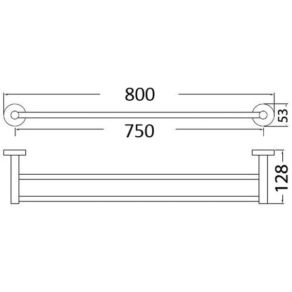 IKON OTUS DOUBLE NON-HEATED TOWEL RAIL MATTE BLACK 600MM AND 750MM