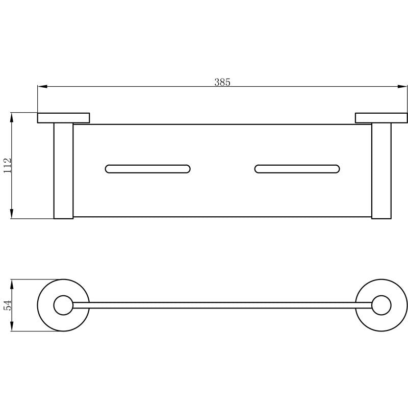 IKON OTUS BLACK METAL SHELF BRUSHED NICKEL 385MM