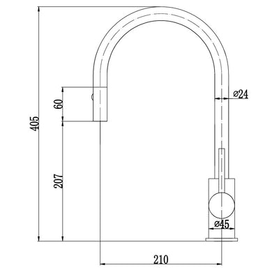 IKON OTUS LEAD FREE PULL-OUT SINK MIXER 405MM MATTE BLACK