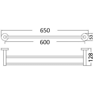 IKON OTUS DOUBLE NON-HEATED TOWEL RAIL CHROME 600MM AND 750MM
