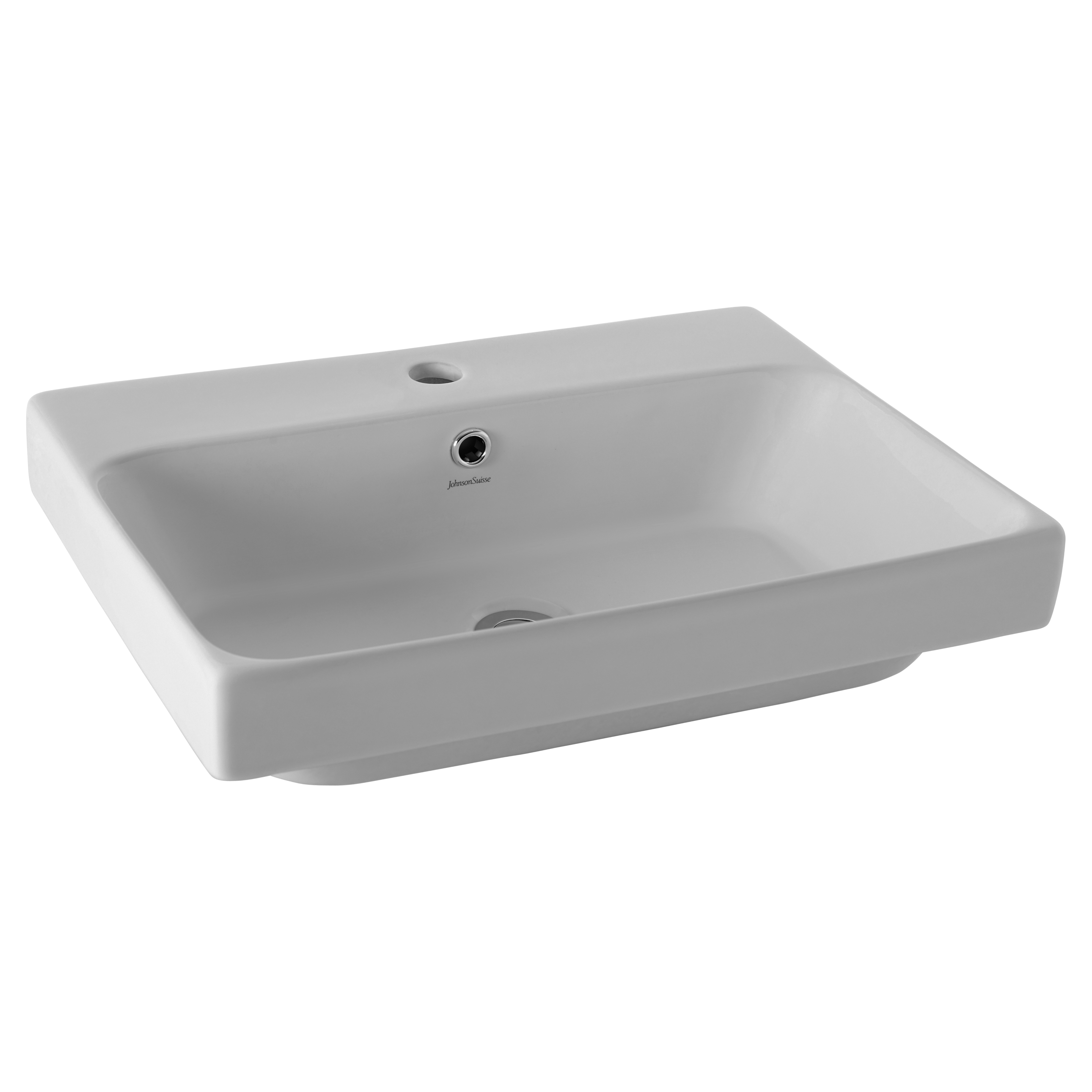 JOHNSON SUISSE GEMELLI RECTANGLE SEMI-INSET BASIN WHITE 550MM