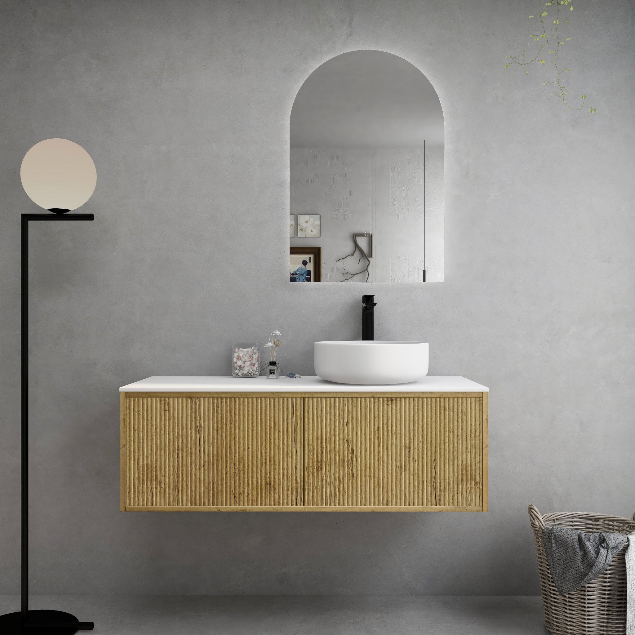 CETO BELLEVUE PRIME OAK 1200MM SINGLE BOWL WALL HUNG VANITY AVAILABLE IN LEFT AND RIGHT HAND DRAWER