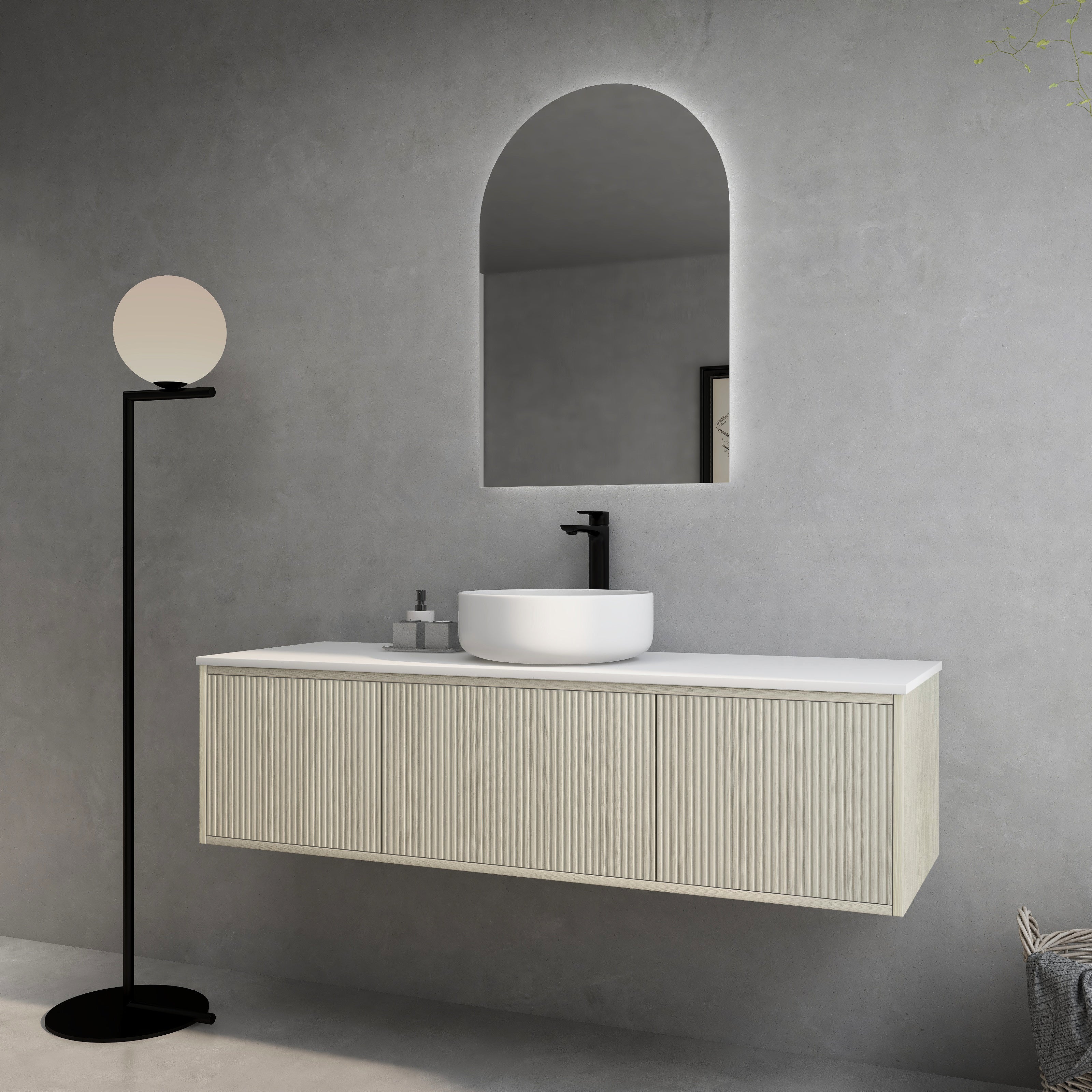 CETO BELLEVUE COASTAL OAK 1500MM SINGLE BOWL WALL HUNG VANITY