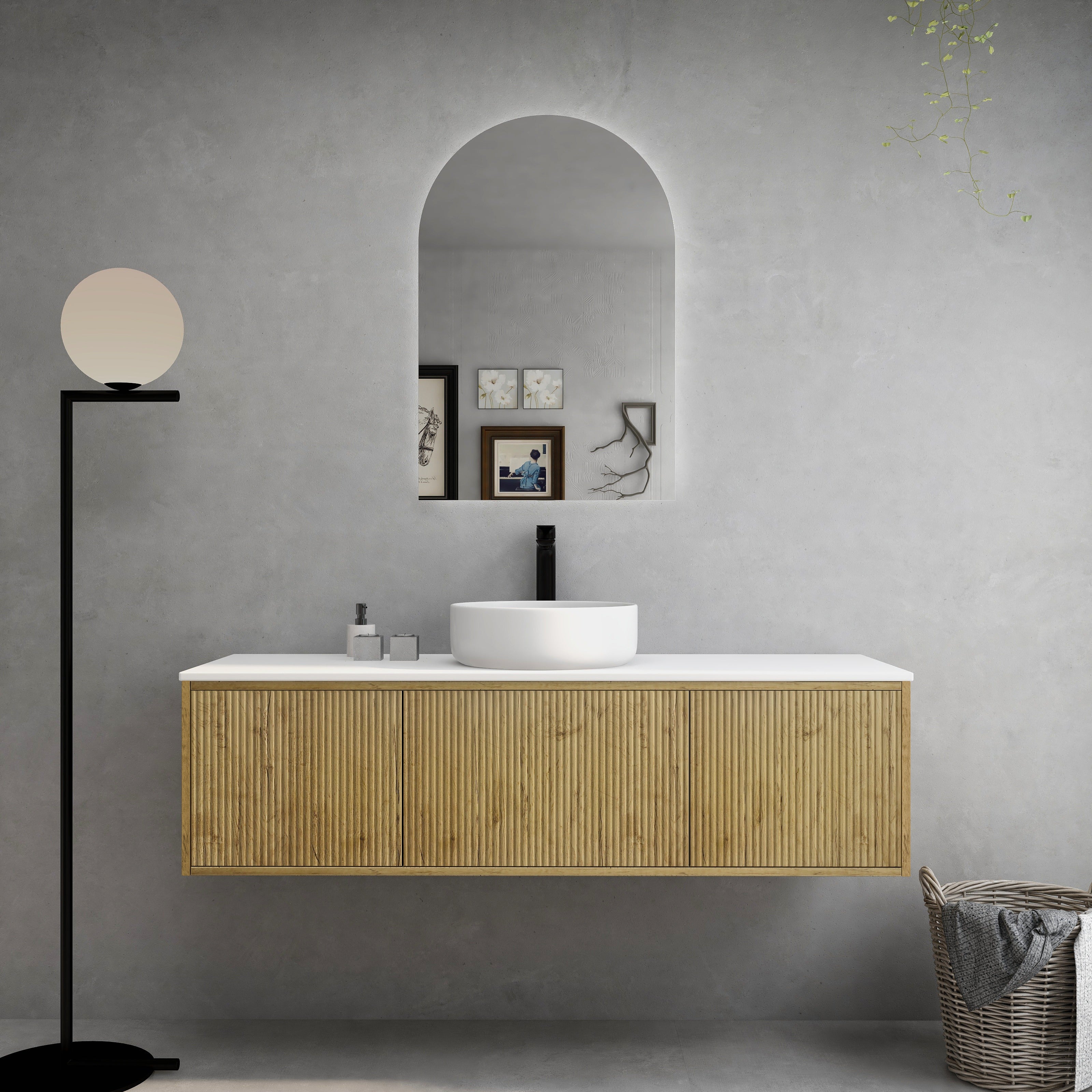 CETO BELLEVUE PRIME OAK 1500MM SINGLE BOWL WALL HUNG VANITY