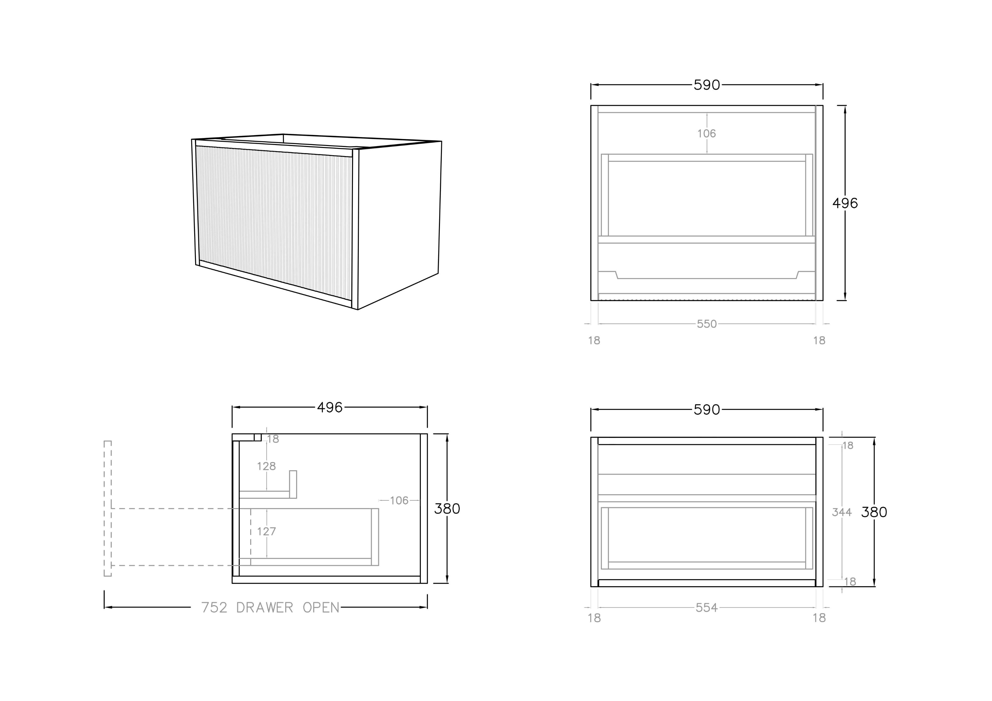 CETO BELLEVUE COASTAL OAK 600MM SINGLE BOWL WALL HUNG VANITY