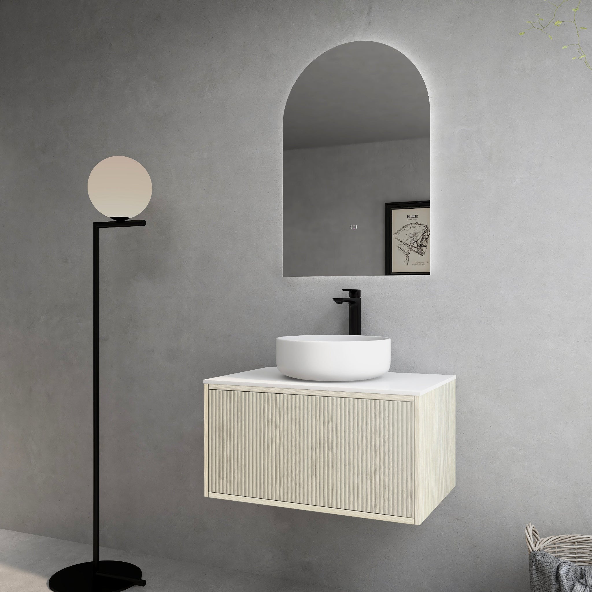 CETO BELLEVUE COASTAL OAK 750MM SINGLE BOWL WALL HUNG VANITY