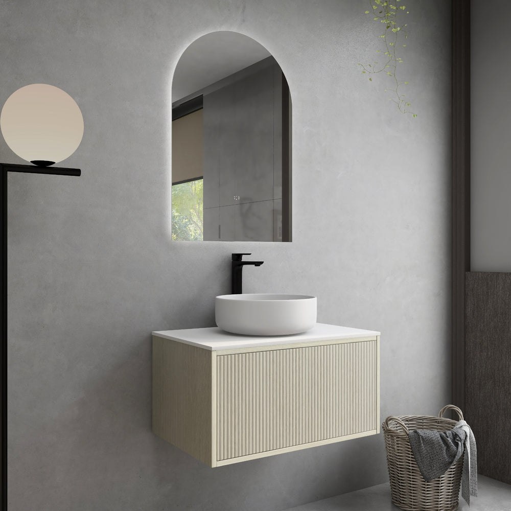 CETO BELLEVUE COASTAL OAK 750MM SINGLE BOWL WALL HUNG VANITY