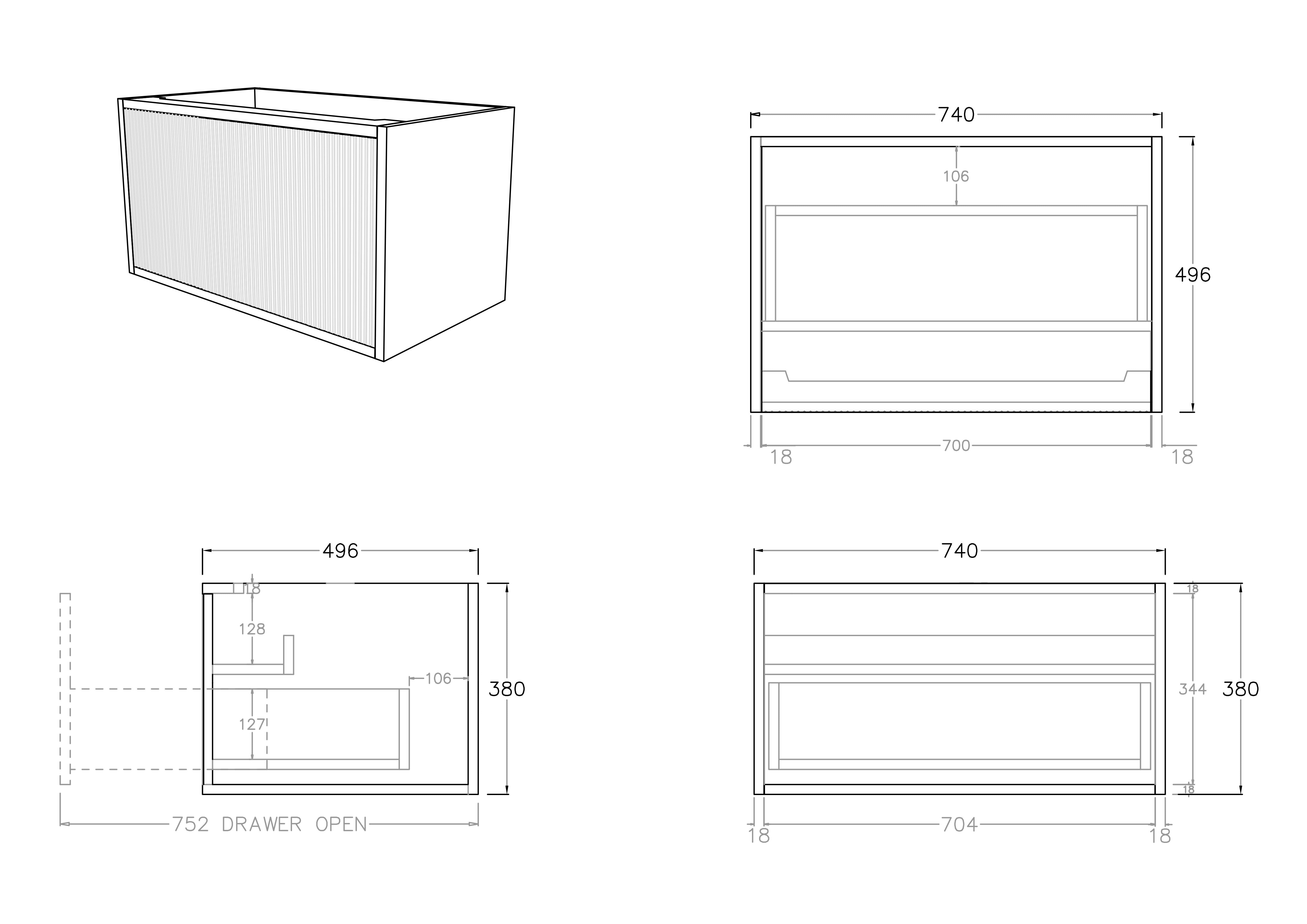 CETO BELLEVUE COASTAL OAK 750MM SINGLE BOWL WALL HUNG VANITY