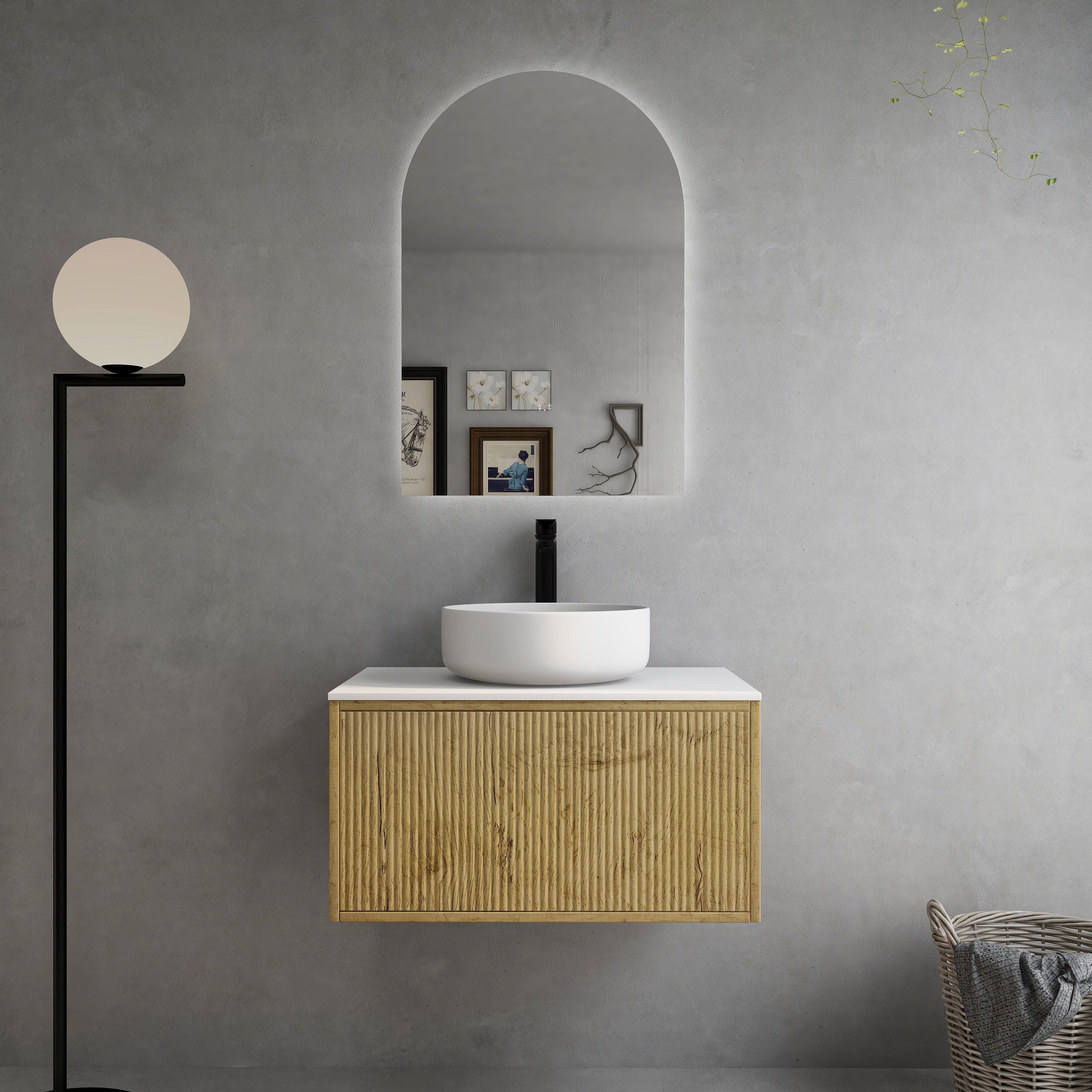 CETO BELLEVUE PRIME OAK 750MM SINGLE BOWL WALL HUNG VANITY