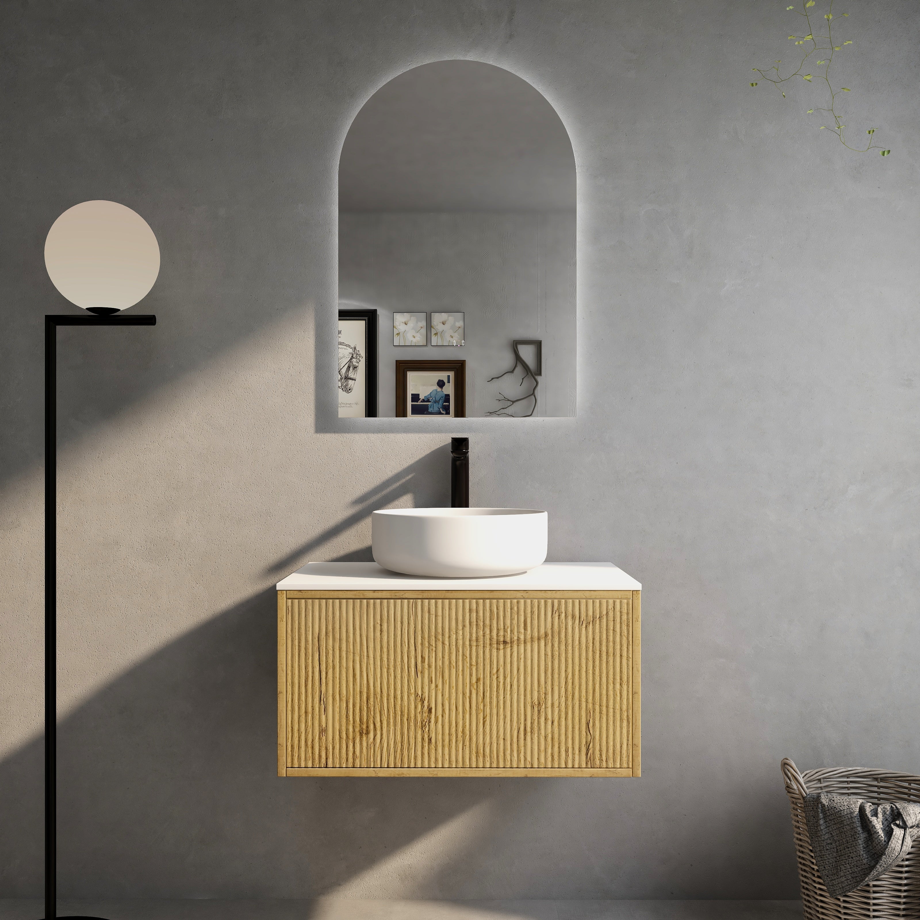 CETO BELLEVUE PRIME OAK 750MM SINGLE BOWL WALL HUNG VANITY