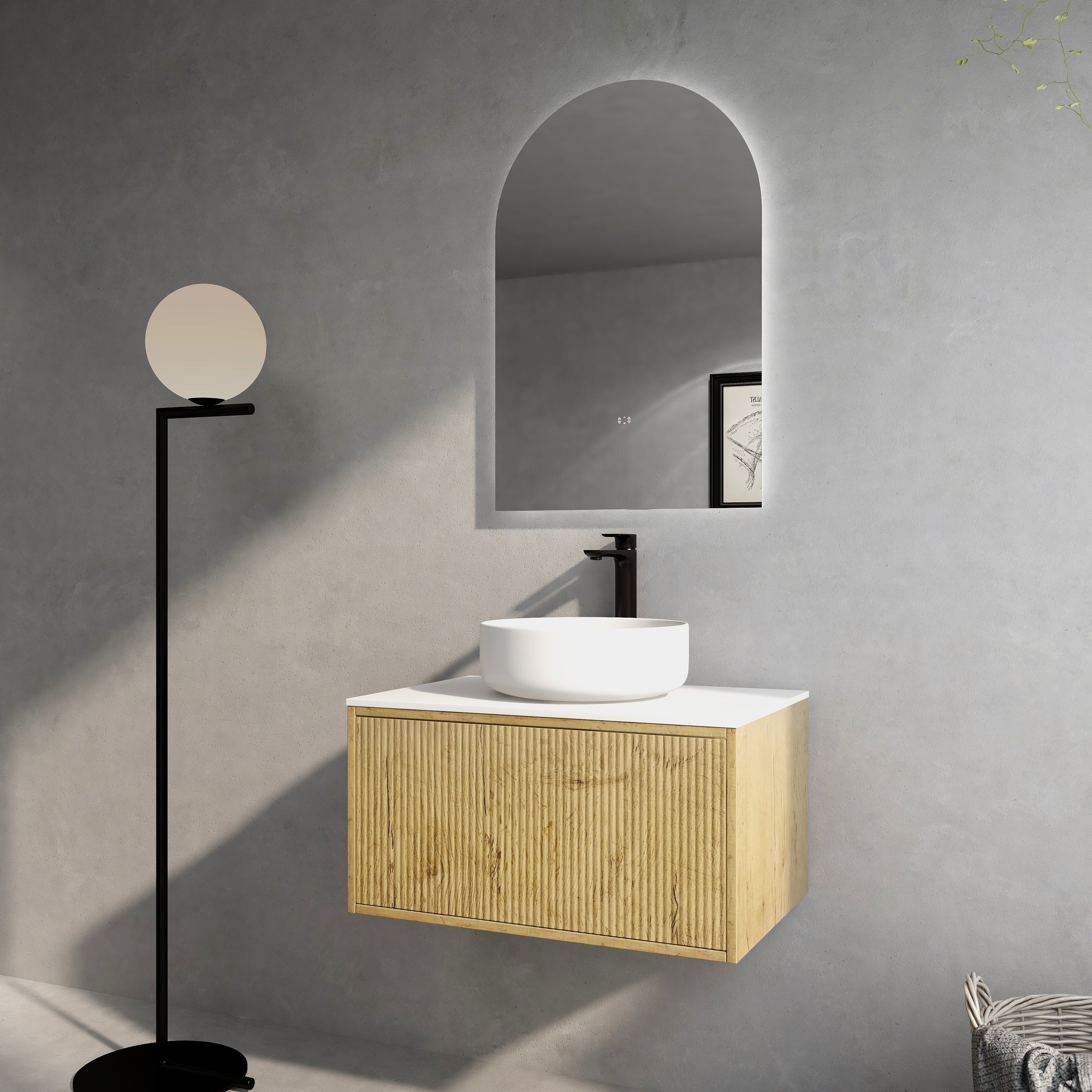 CETO BELLEVUE PRIME OAK 750MM SINGLE BOWL WALL HUNG VANITY