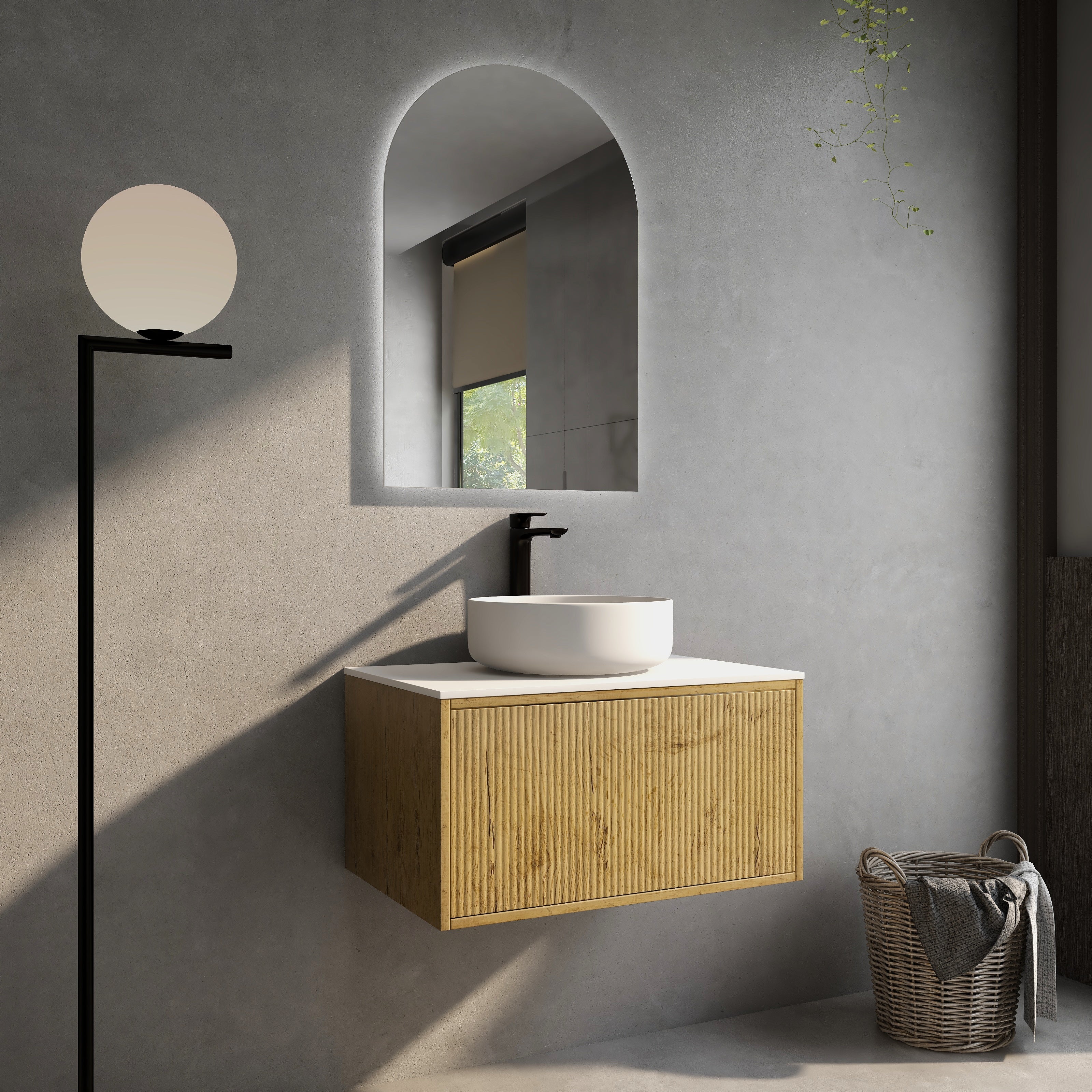 CETO BELLEVUE PRIME OAK 750MM SINGLE BOWL WALL HUNG VANITY