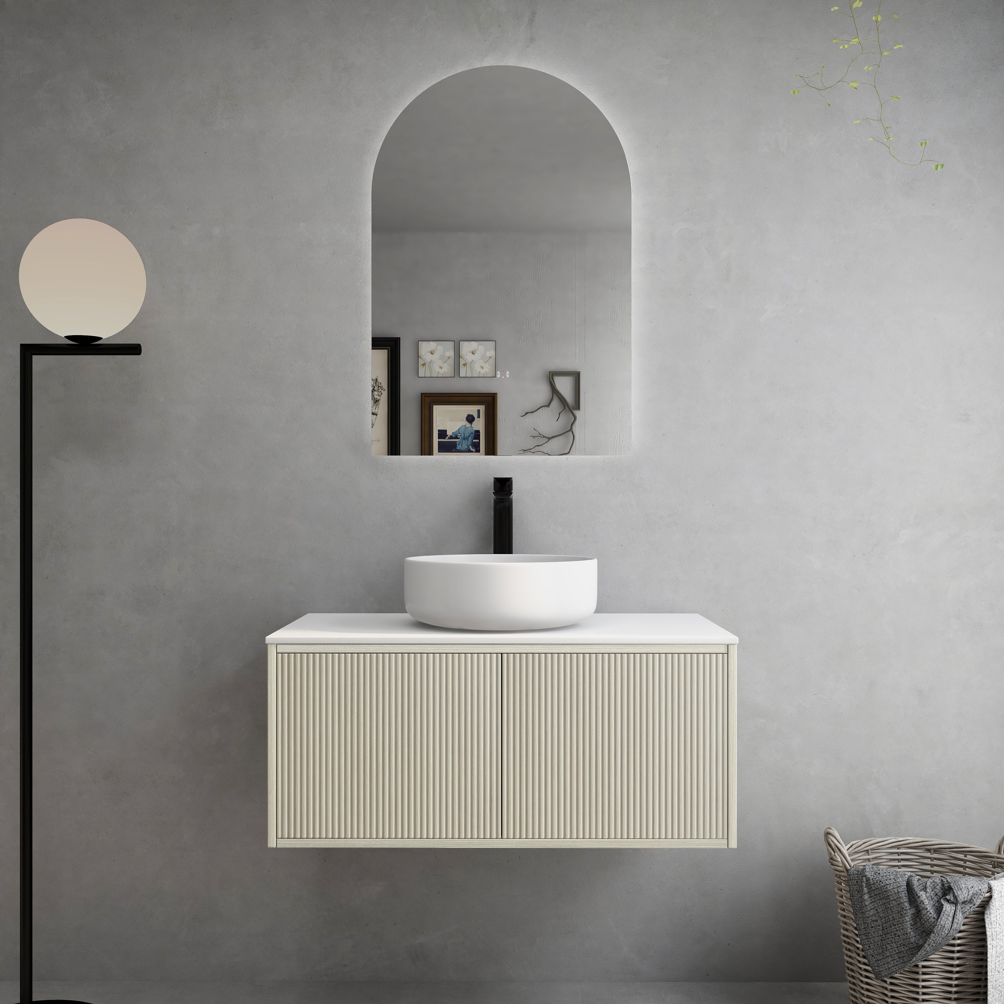 CETO BELLEVUE COASTAL OAK 900MM SINGLE BOWL WALL HUNG VANITY (AVAILABLE IN LEFT HAND DRAWER AND RIGHT HAND DRAWER)