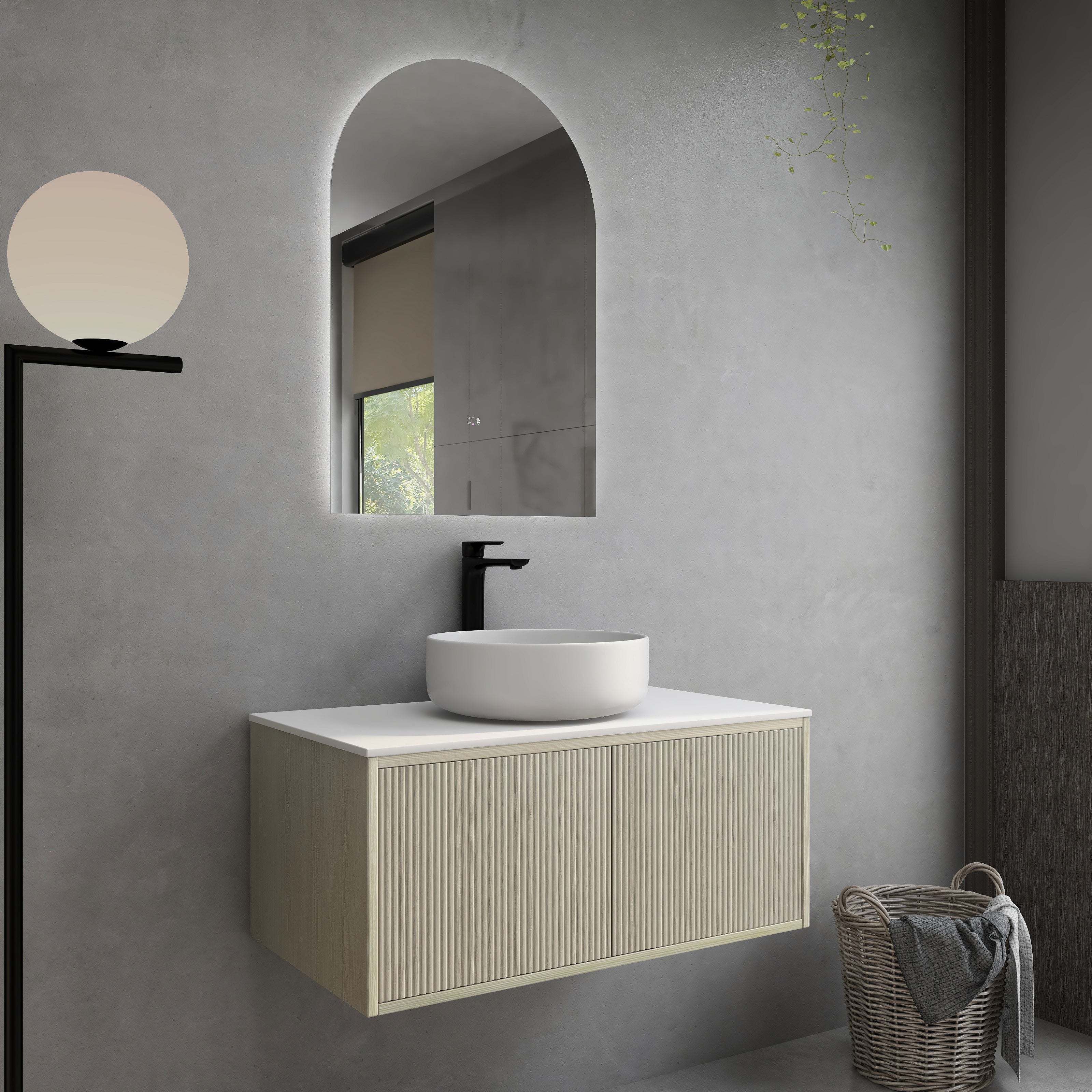 CETO BELLEVUE COASTAL OAK 900MM SINGLE BOWL WALL HUNG VANITY (AVAILABLE IN LEFT HAND DRAWER AND RIGHT HAND DRAWER)